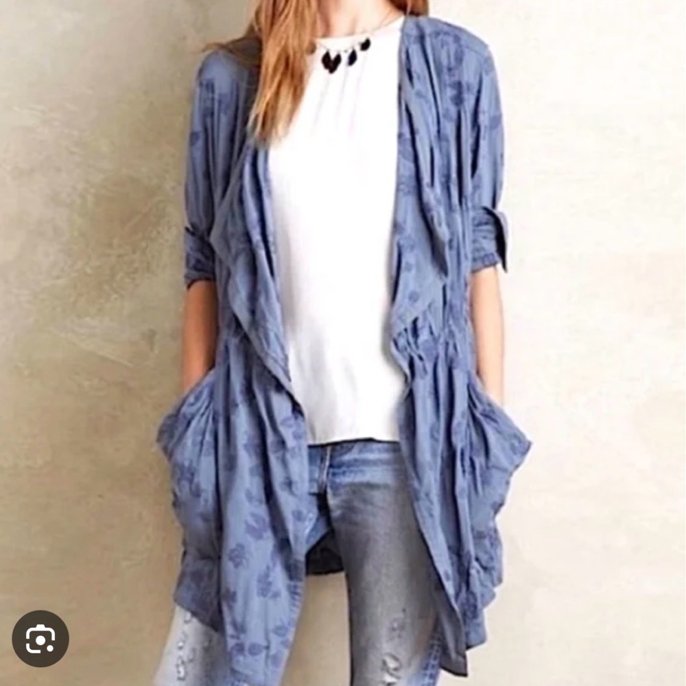Hei Hei Embroidered Boho Kimono Jacket in Periwinkle M